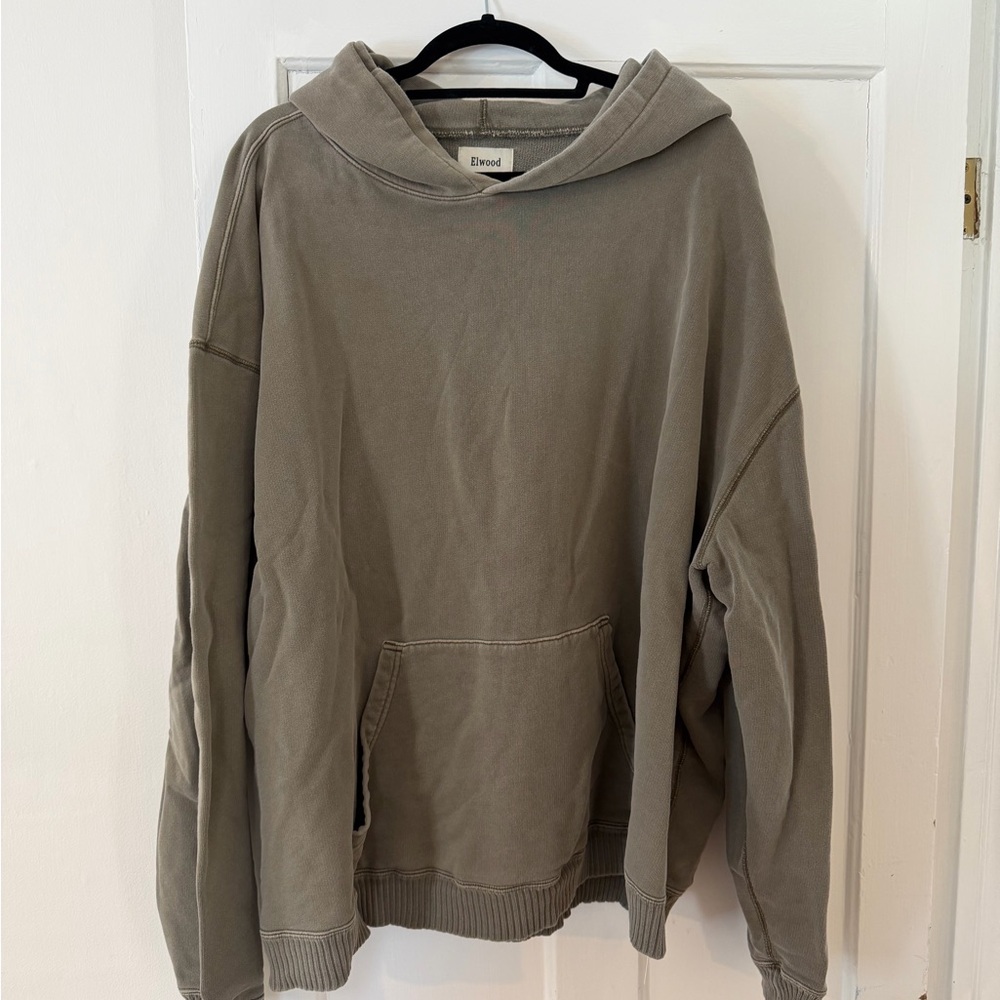 Elevated Crewneck Hoodie in Olive Taupe by Elwood